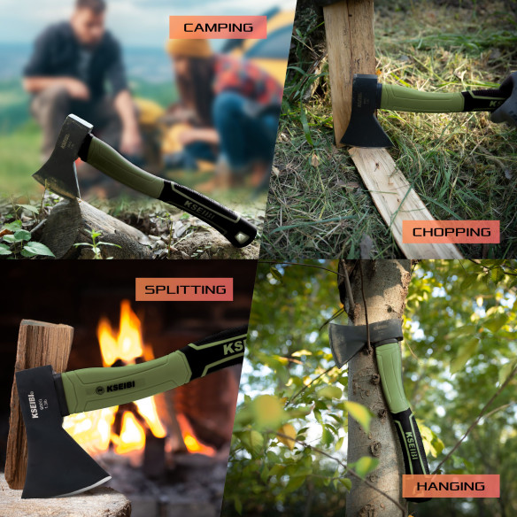 فأس بمقبض من الألياف الزجاجية 600 جم (أخضر ساوسالیتو) للاستخدام المتعدد | KSEIBI