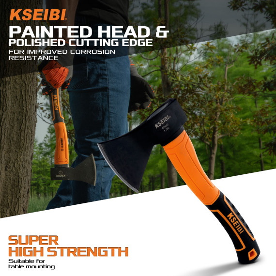 High-Quality Axe with Durable Fiberglass Handle for Precision Woodcutting | KSEIBI