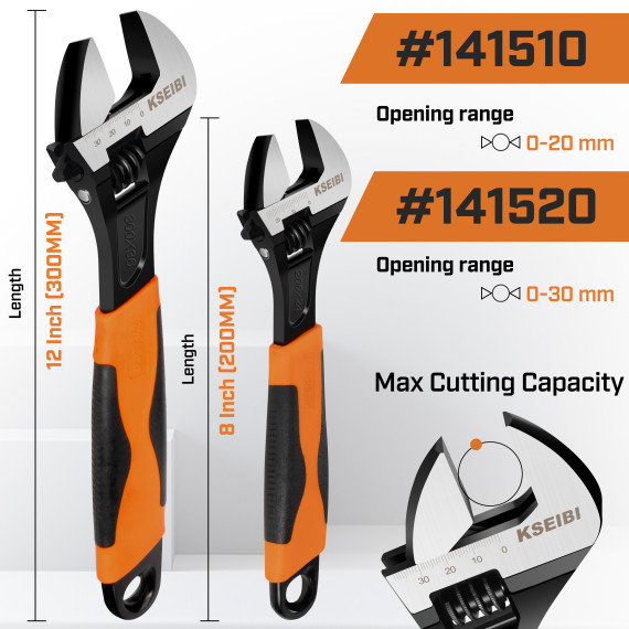 Llave ajustable ProGrip para trabajos profesionales | KSEIBI