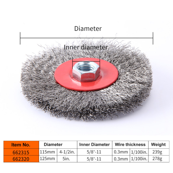 Rueda de alambre crempeada de acero inoxidable resistente a la corrosión | KSEIBI