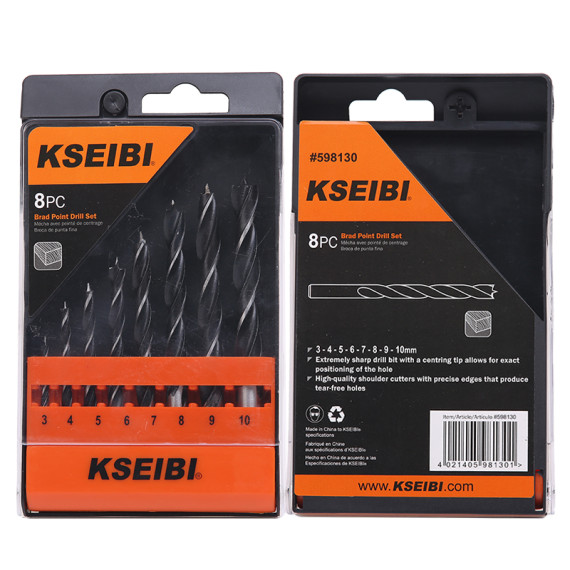 高品质木工Brad Point钻头套装 8件，3-10mm，塑料盒 | KSEIBI