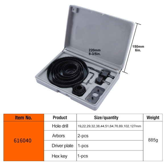 Kit de Sierras de Corona de Acero al Carbono | 16 Piezas | KSEIBI