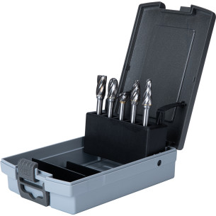 Set de 5 freze pentru aluminiu cu carcasă din plastic